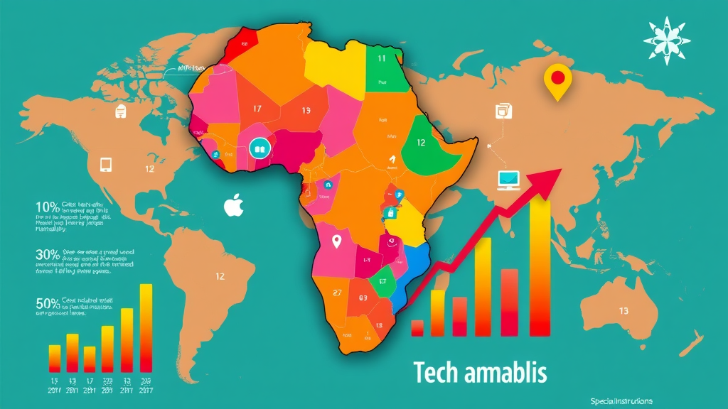 Infographic: Key statistics on machine learning Africa growth with upward graphs and vibrant continent map overlay