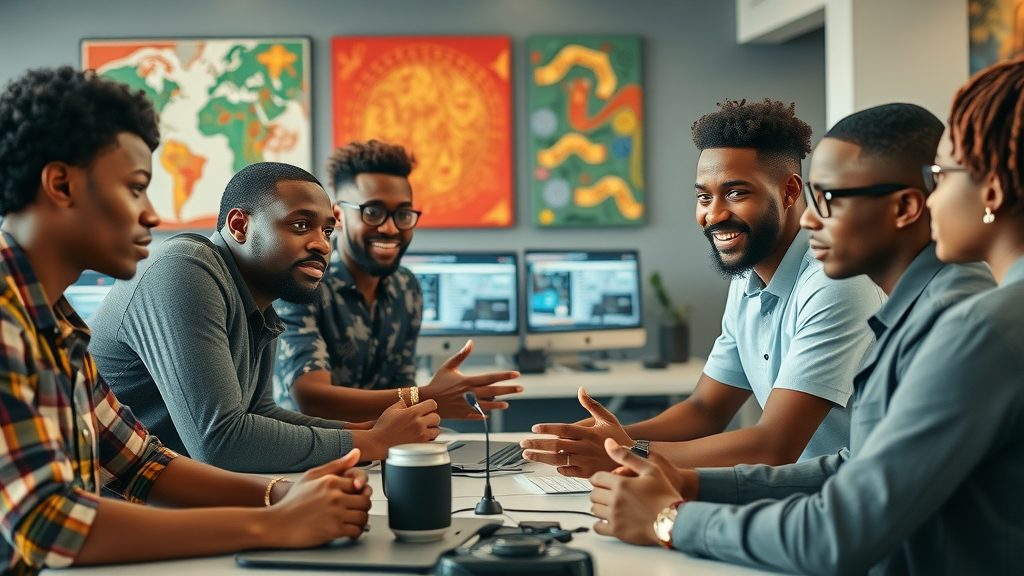 African software developers collaborating with AI technology