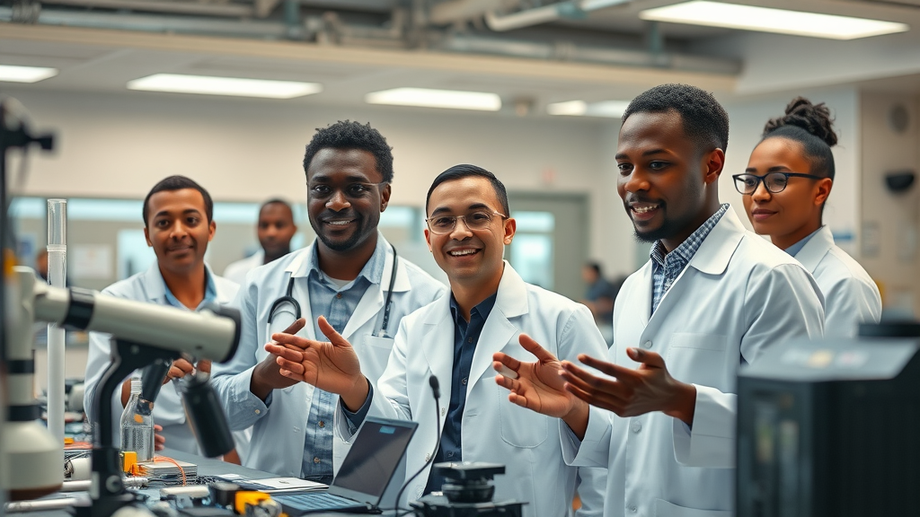 African university professors and students conducting AI research