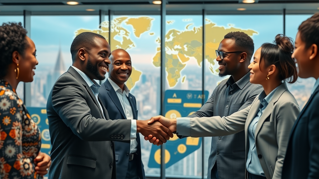 global AI summit leaders handshake, Africa, AI innovations 2025 background