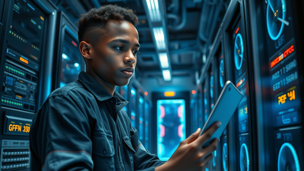 High-tech server room in Africa facilitating AI innovation infrastructure