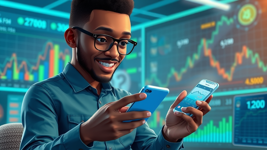 AI fintech solution in Africa: entrepreneur using innovative AI-powered smartphone app for financial analysis