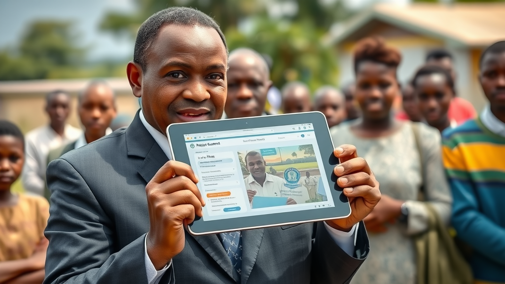 Rwanda digital public e-government unveiling with local community official