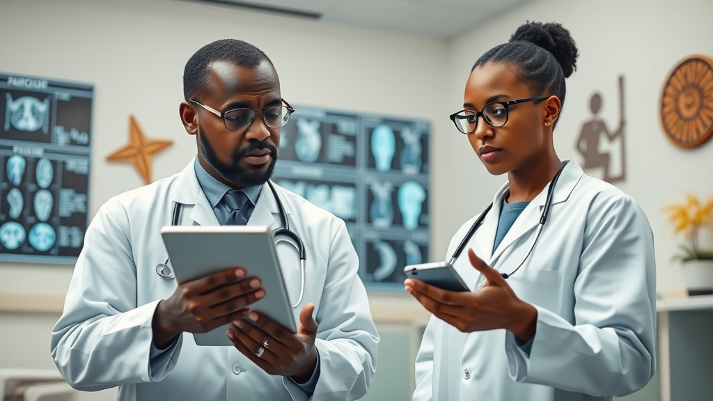 Innovative AI-powered healthcare platform in use at an African clinic demonstrating the future of AI in Africa