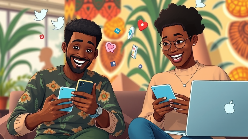 African professionals discussing AI on social media, boosting AI Africa News and public policy, digital skills development