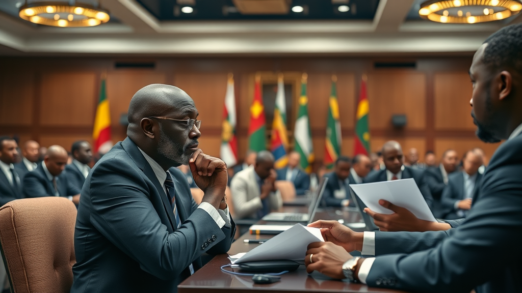 African legal professionals in formal conference debating AI copyright law and ai watermarking issues