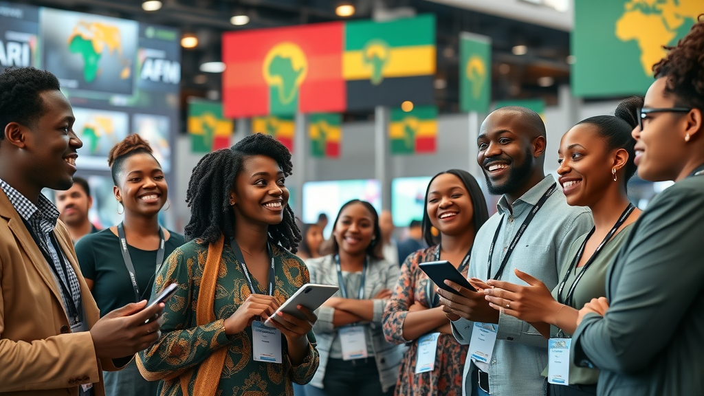 Inspiring African youth engaging with AI solutions at a tech conference