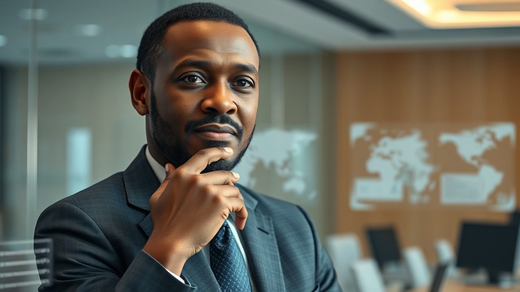 African business leader contemplating AI ethics and governance