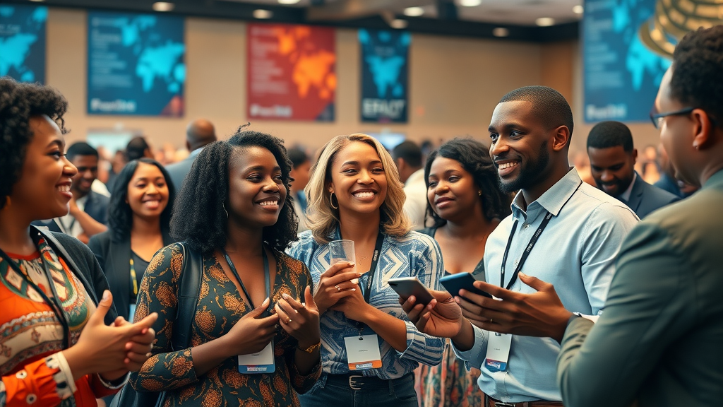 African AI leadership conference showcasing diverse professionals networking and discussing AI development