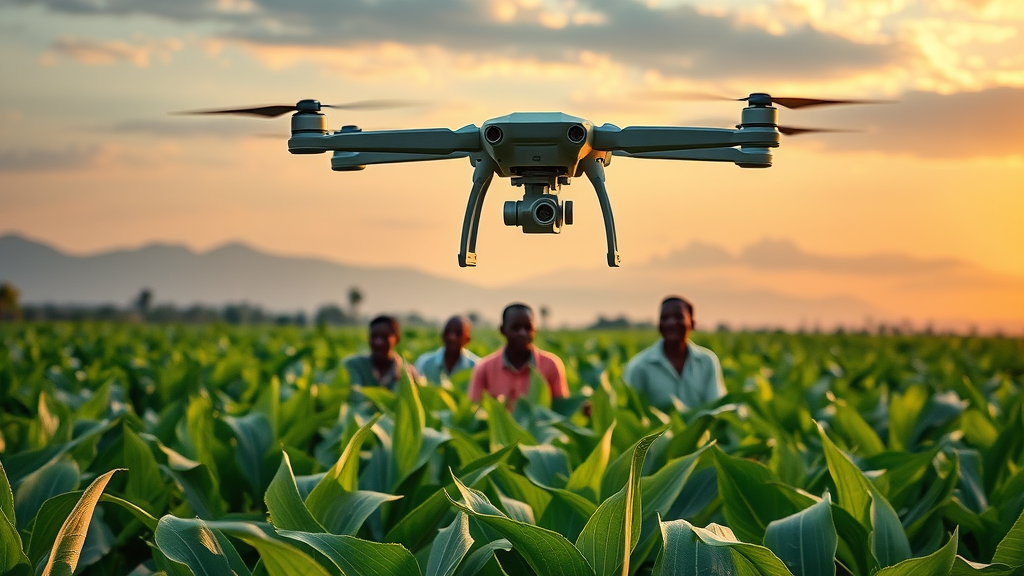 AI-powered drone monitoring crops representing climate resilience in Africa