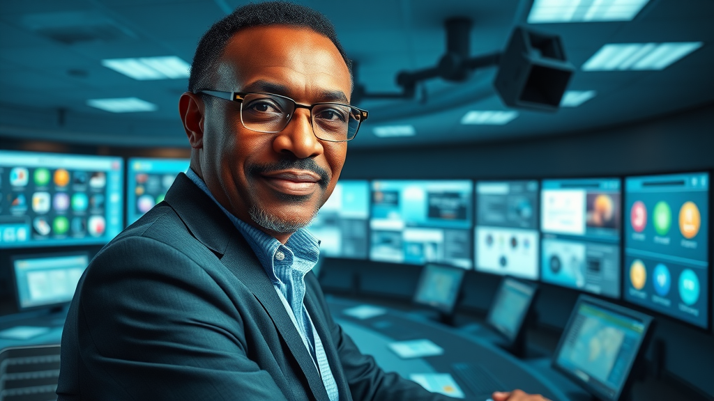 Youth innovation Africa AI - visionary African policymaker overseeing digital infrastructure and AI development