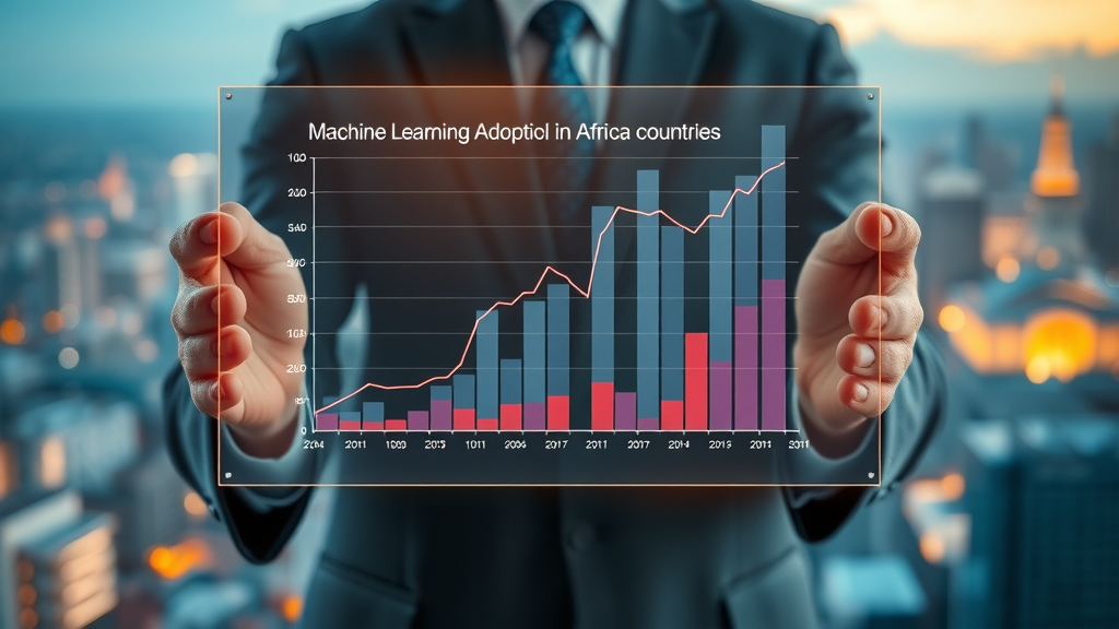 Infographic illustrating growth statistics of machine learning adoption in various African countries showing machine learning Africa expanding rapidly