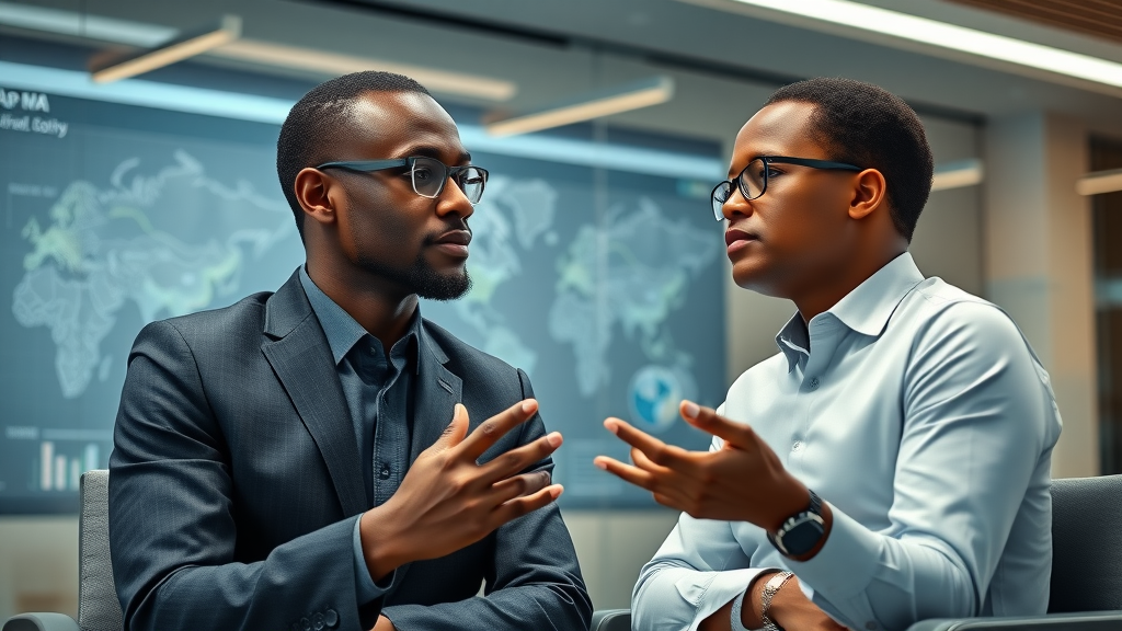 Professional African entrepreneur and policymaker discussing digital innovation, VR sparks digital skills in Africa, next generation will code, not copy