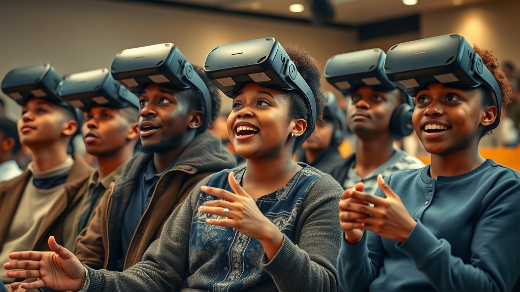 Panel of African students sharing VR learning stories – student testimonials, virtual reality in classrooms, educational transformation
