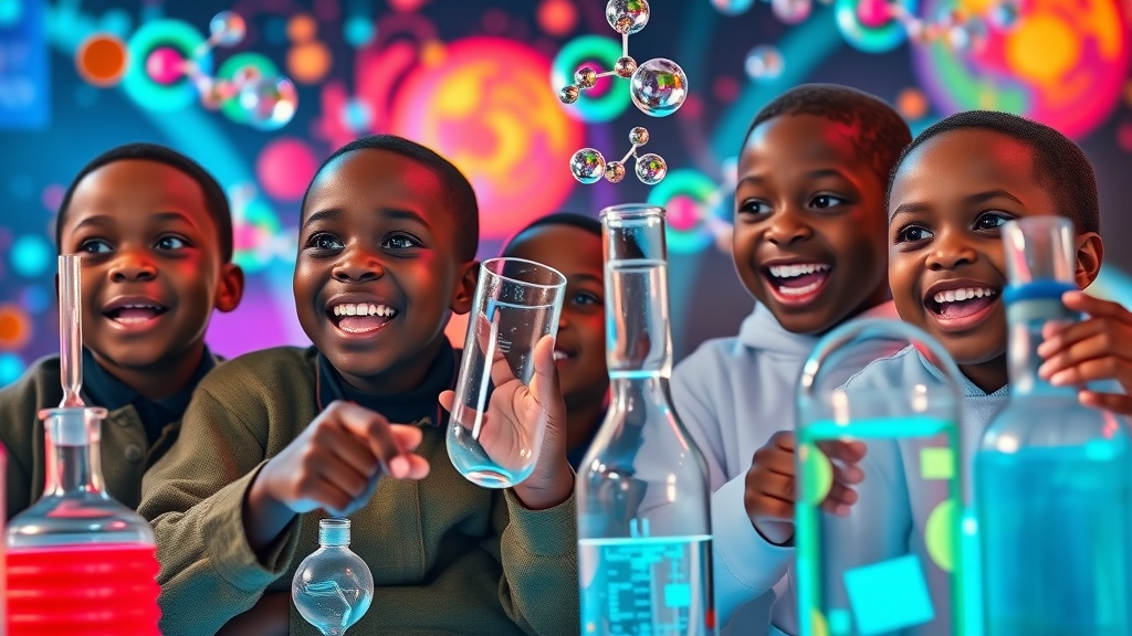 Excited Ugandan children using VR for virtual chemistry experiments - bridging educational gaps with technology